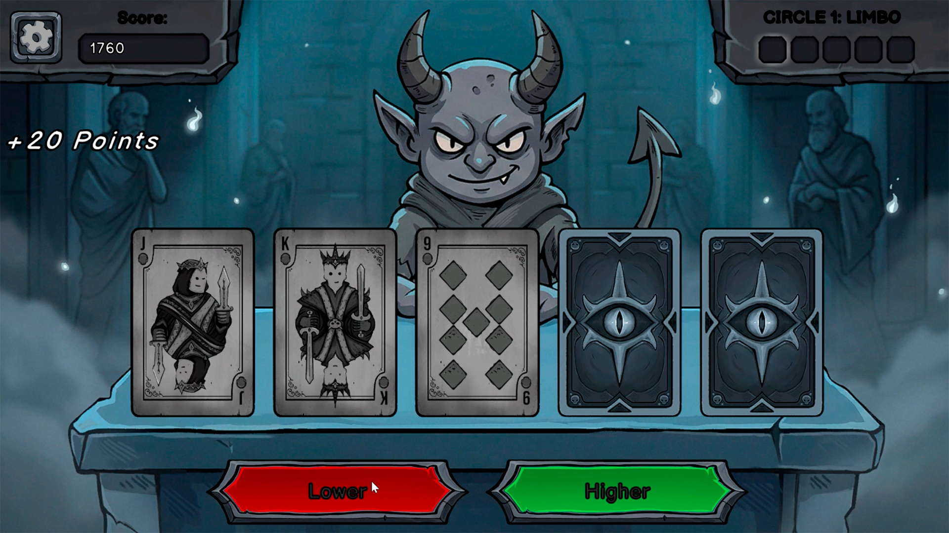 Hellish Cards: Higher or Lower — screenshot 2