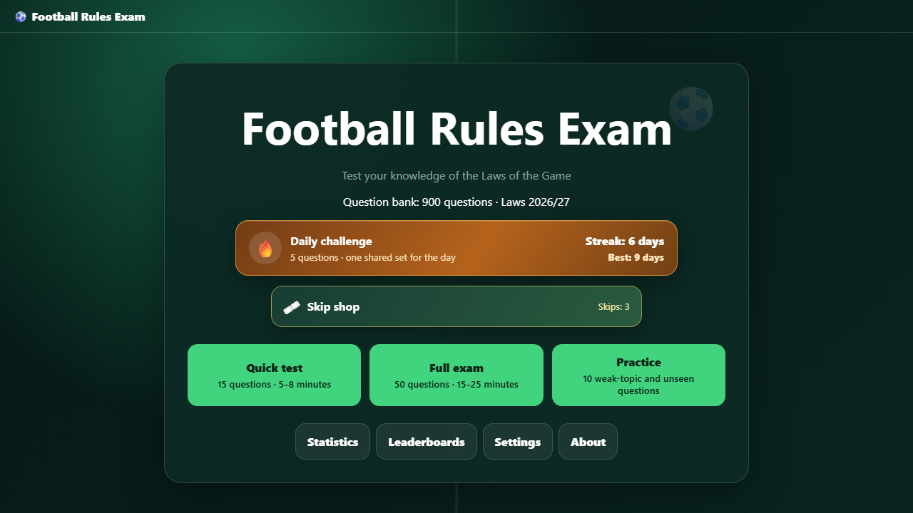 Football Rules Exam screenshot 1