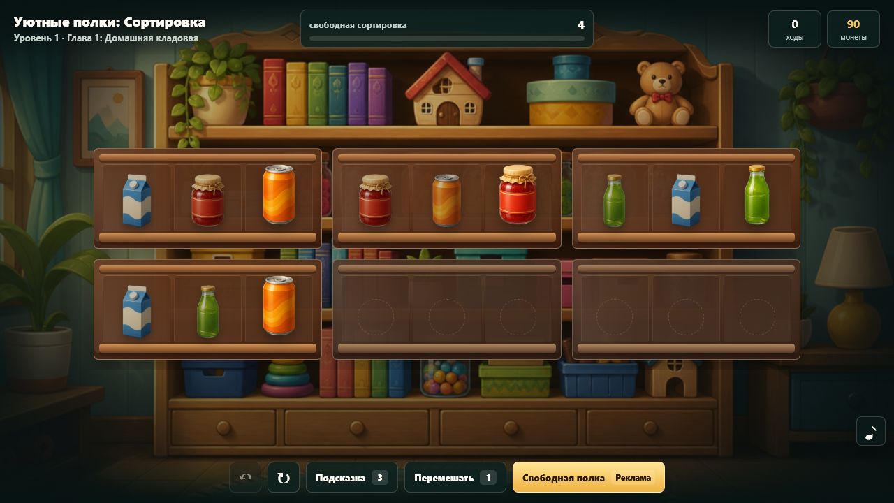 Уютные полки: Сортировка — screenshot 1