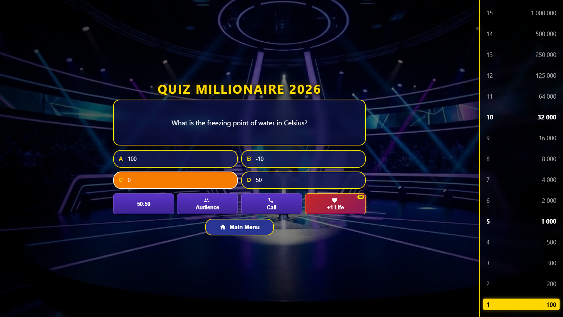 Quiz Millionaire 2026 — screenshot 1