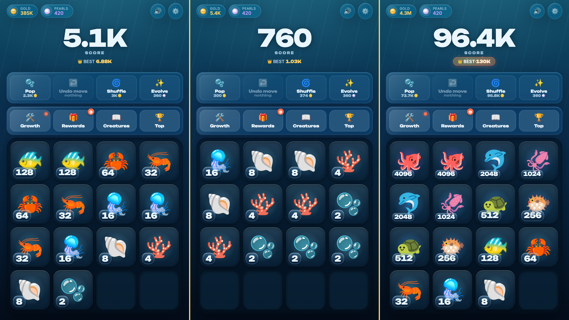 Ocean 2048: Evolution — screenshot 3