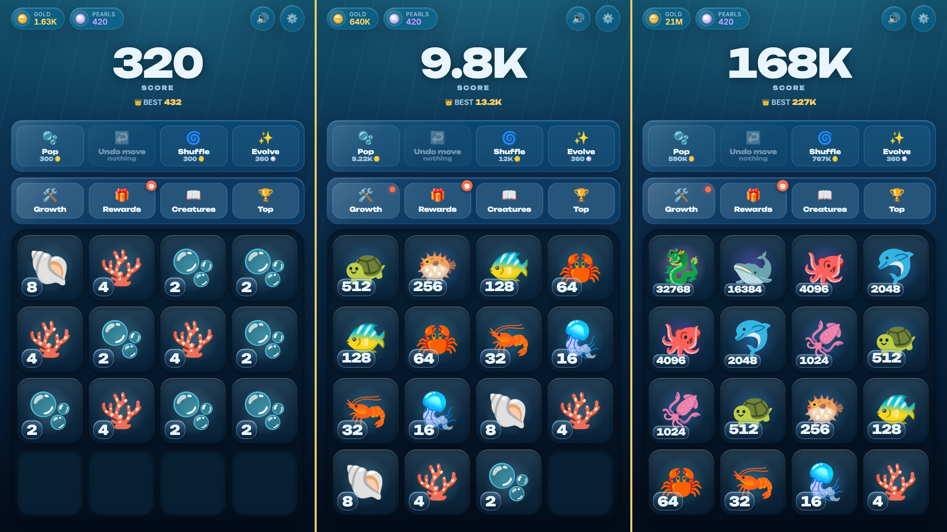 Ocean 2048: Evolution — screenshot 1