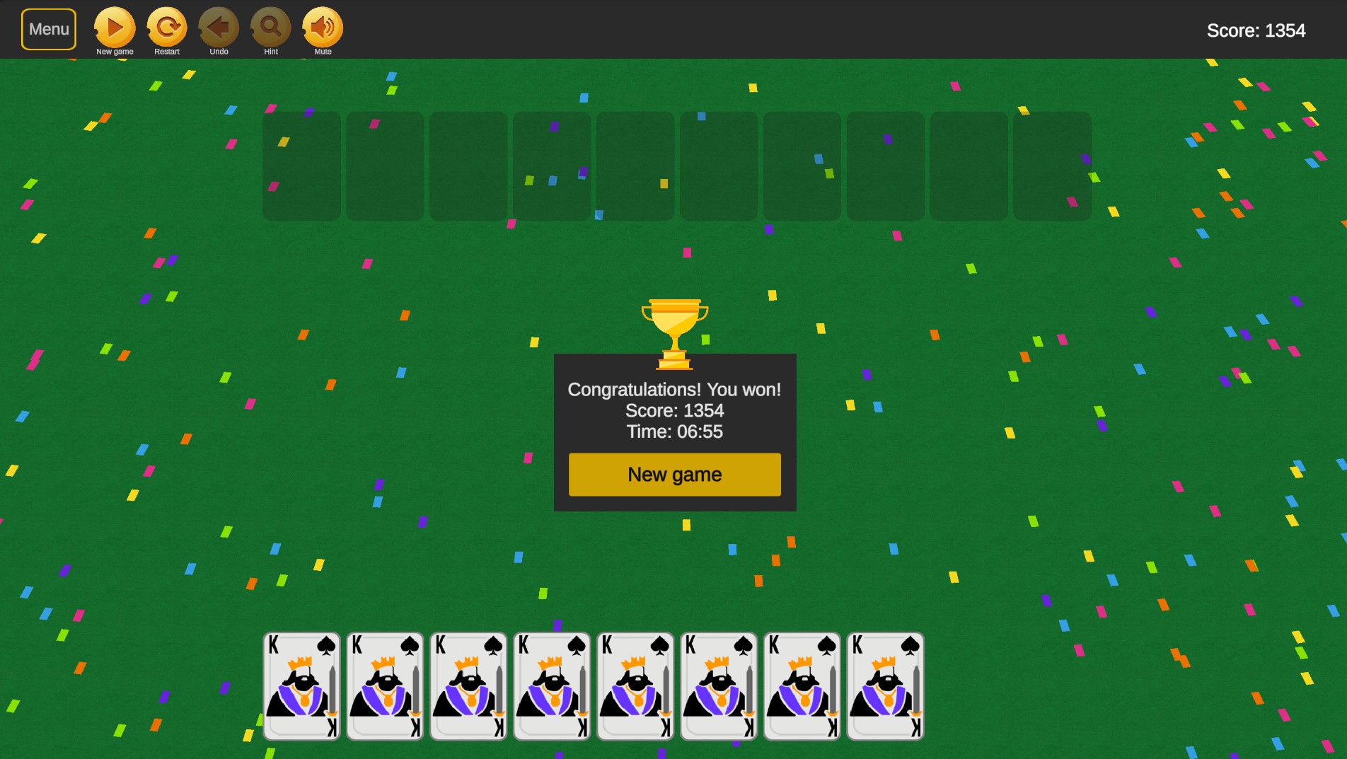 Spider and Joker Solitaire (1, 2, 4 suits) — screenshot 6