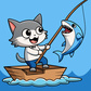 Cat fisherman. Catch a shark! Spiel