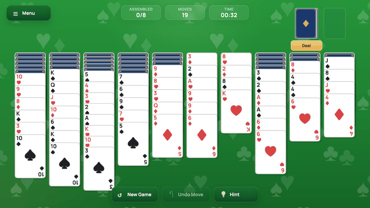 Spider Solitaire: 1, 2, 3, 4 suits — screenshot 2