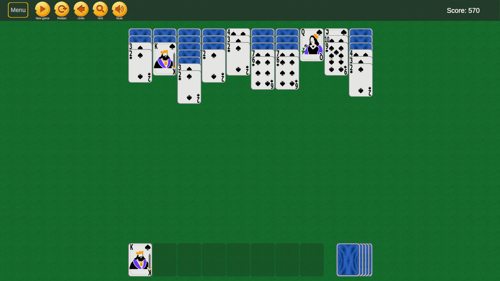 Solitaire «Classic Spider»: Big cards — screenshot 2