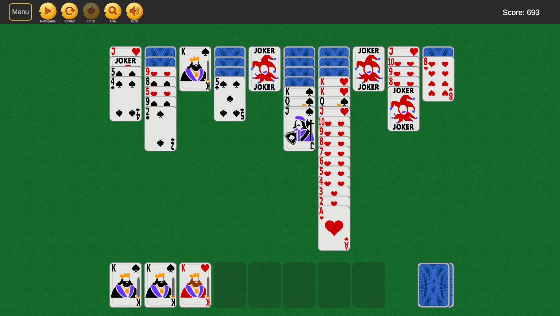 Spider and Joker Solitaire (1, 2, 4 suits) — screenshot 9