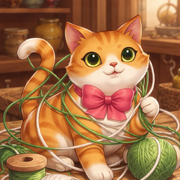 Котик с нитками