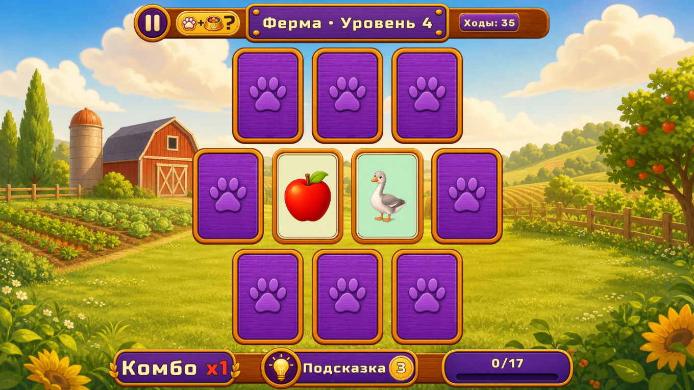 Мемо: Найди Пару Животных — screenshot 1