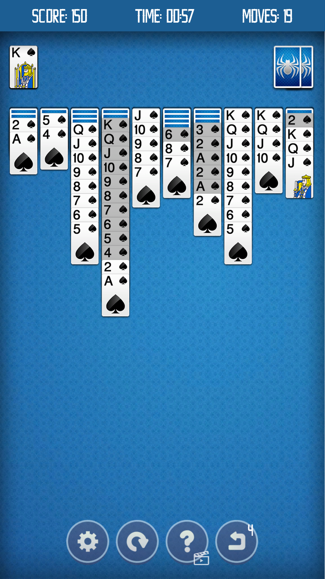 Spider Solitaire one suit screenshot 4