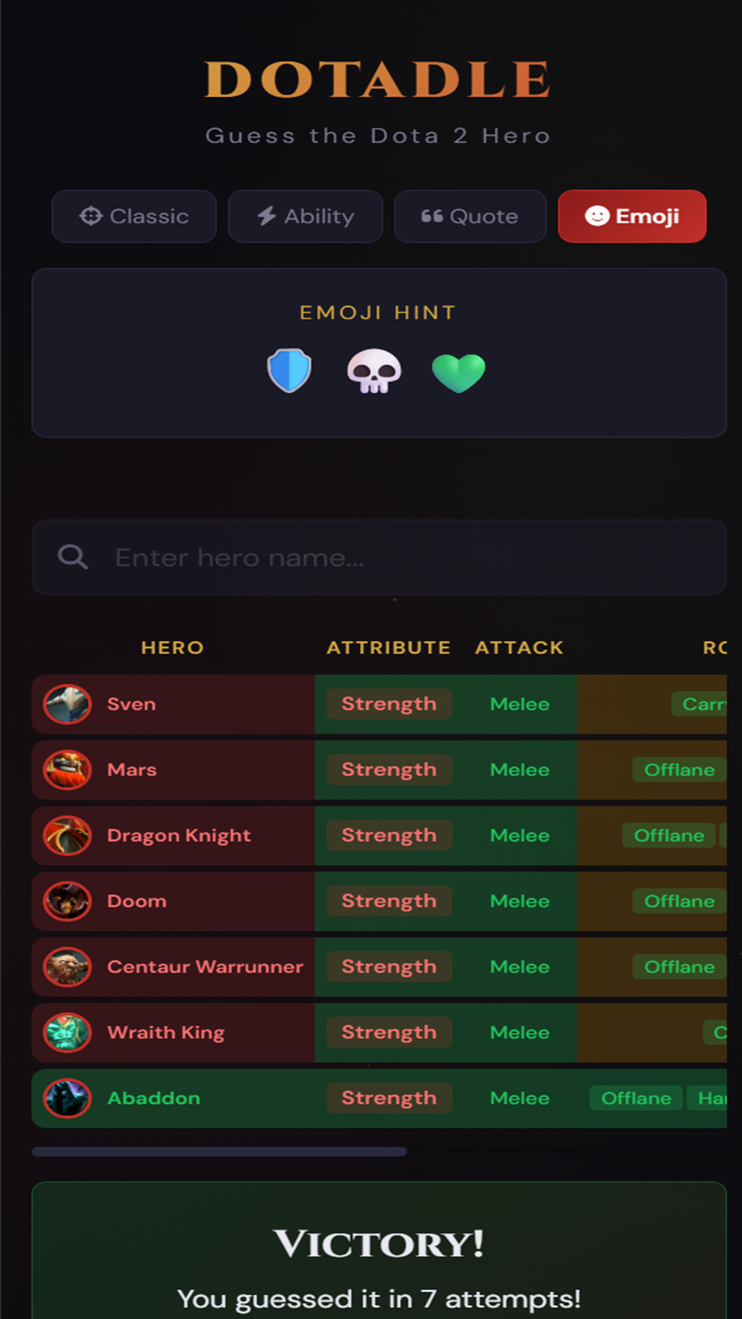 DOTADLE - Guess the Dota 2 Hero screenshot 8