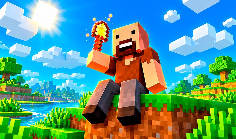 Voxel survival world game cover