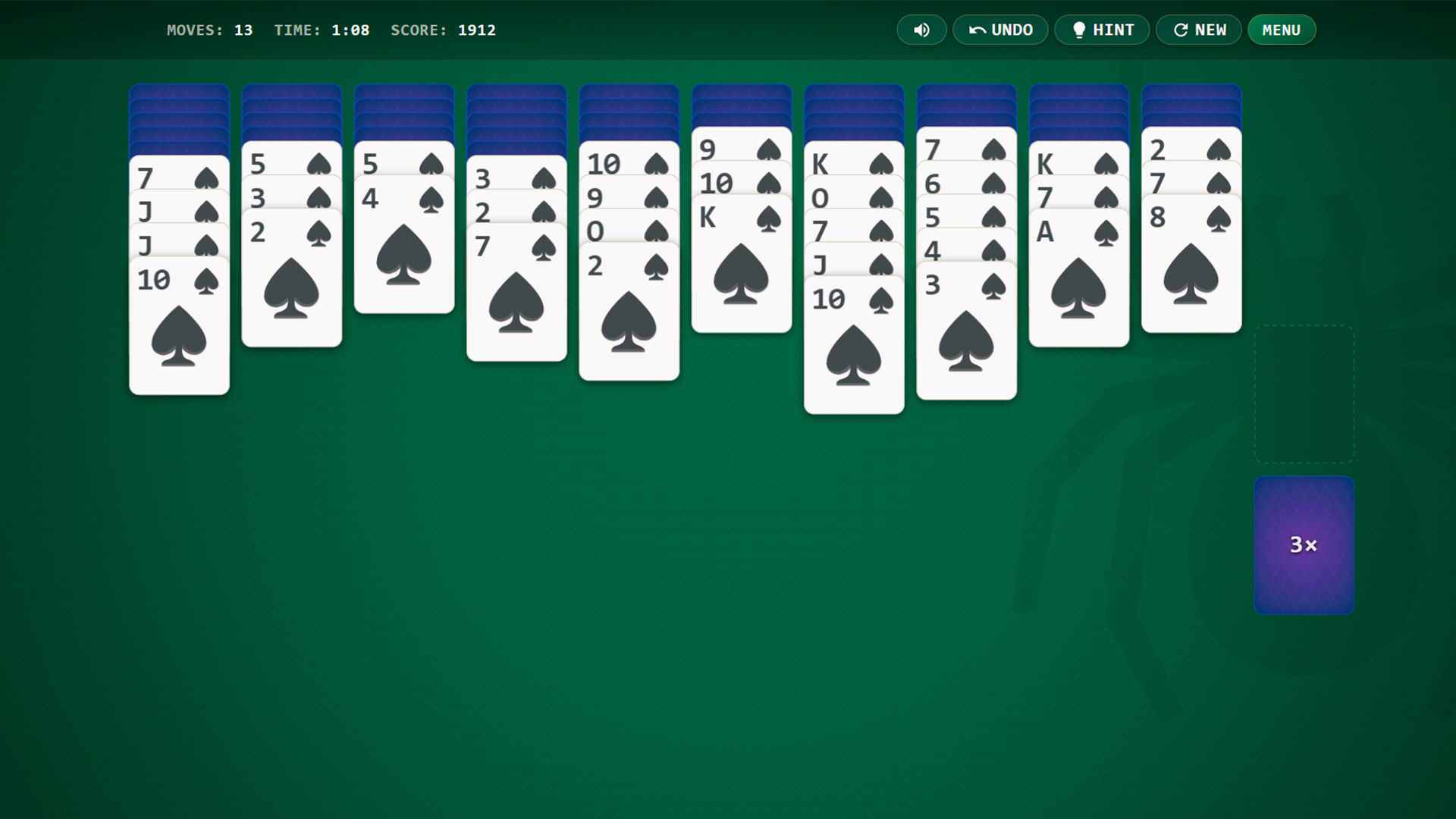 Solitaire Spider The Spider's Lair screenshot