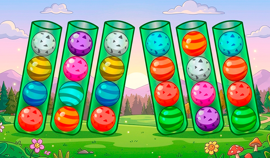 Сортировка цветных шариков: Головоломка онлайн