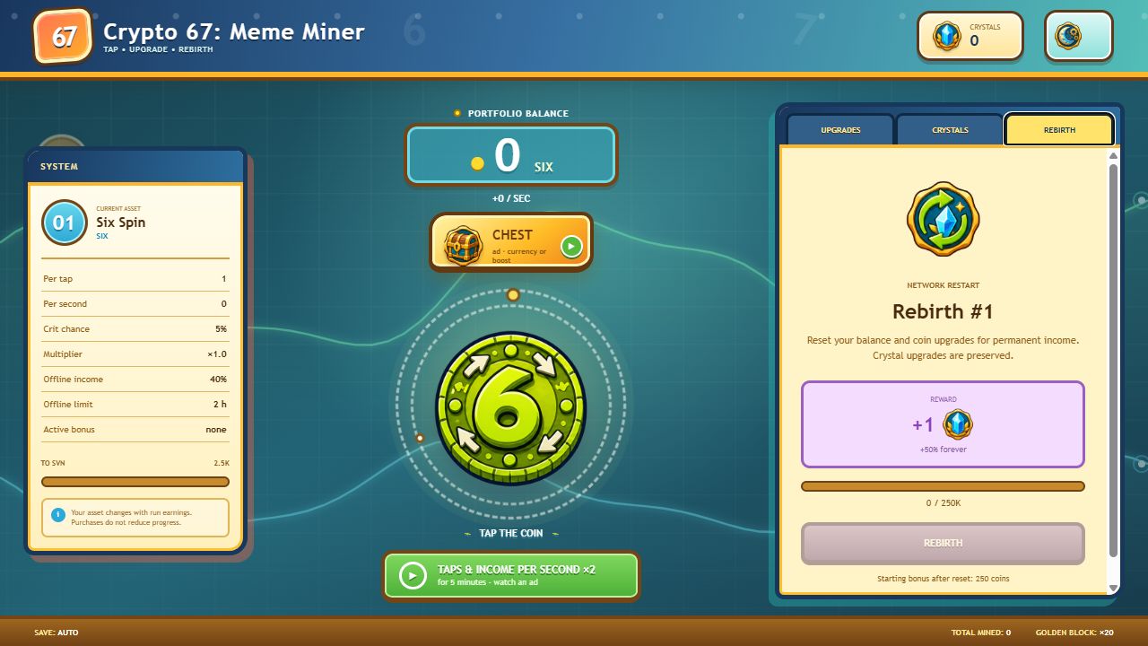 Crypto 67: Meme Miner — screenshot 2