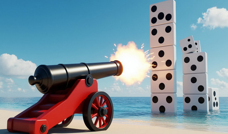 A gun. Domino destruction.