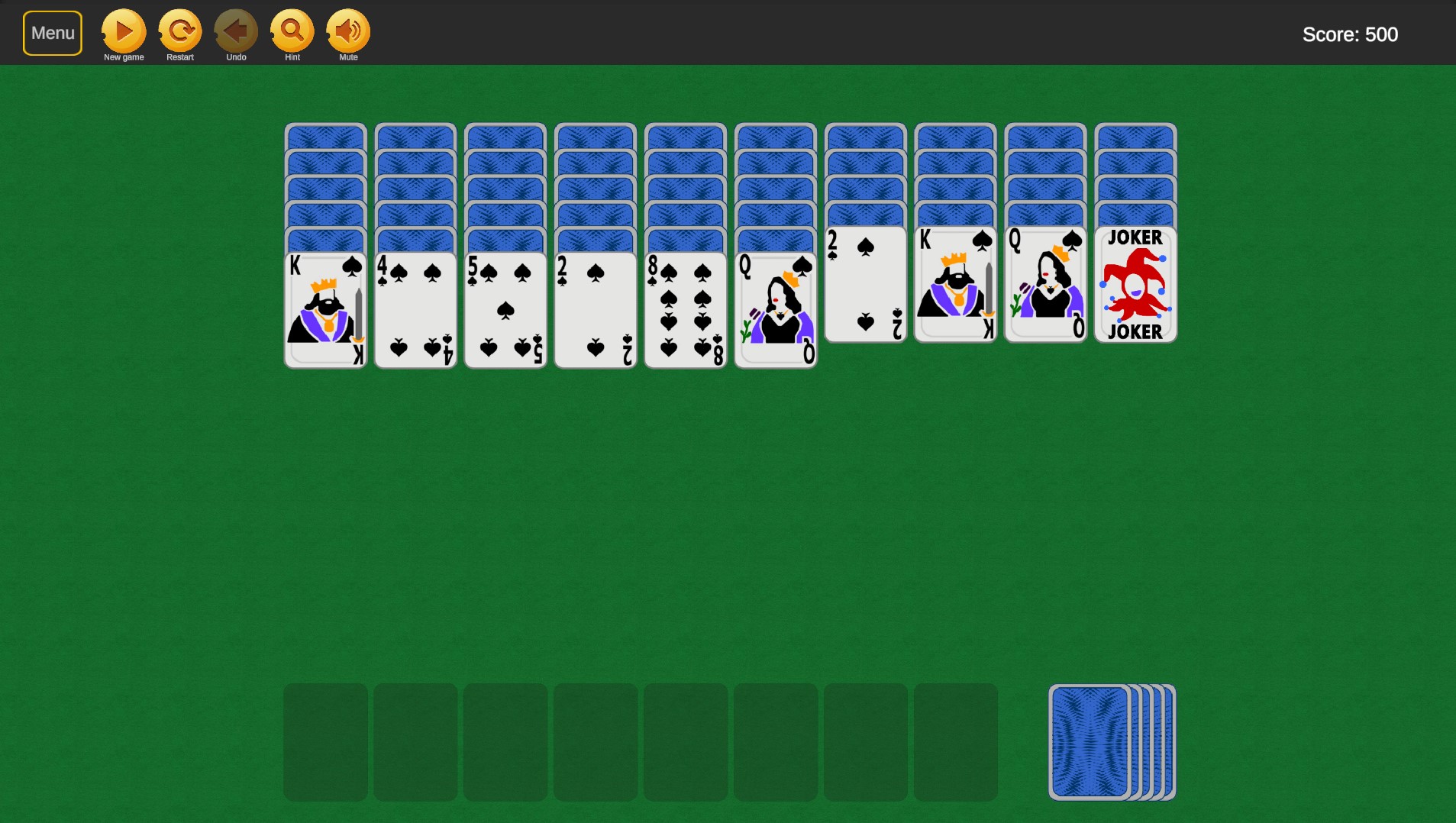 Spider and Joker Solitaire (1, 2, 4 suits) — screenshot 2