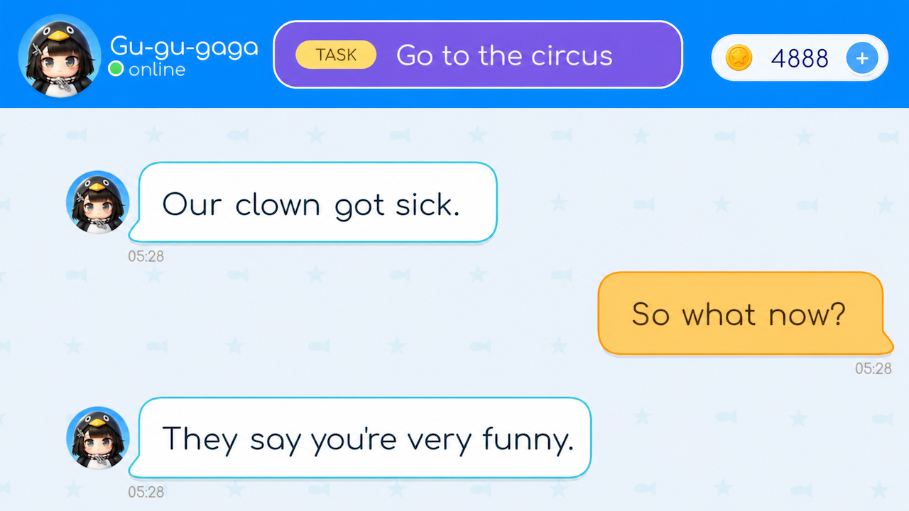 Gugu Gaga Penguin: Chat Messages — screenshot 7