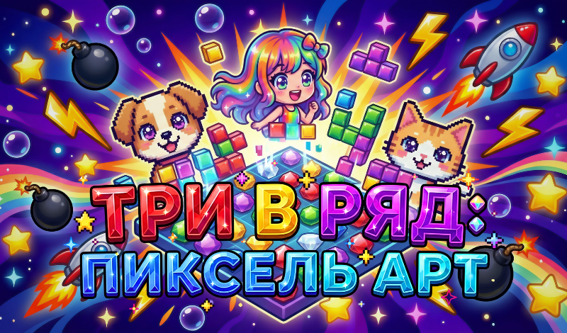 Три в Ряд: Пиксель Арт game cover