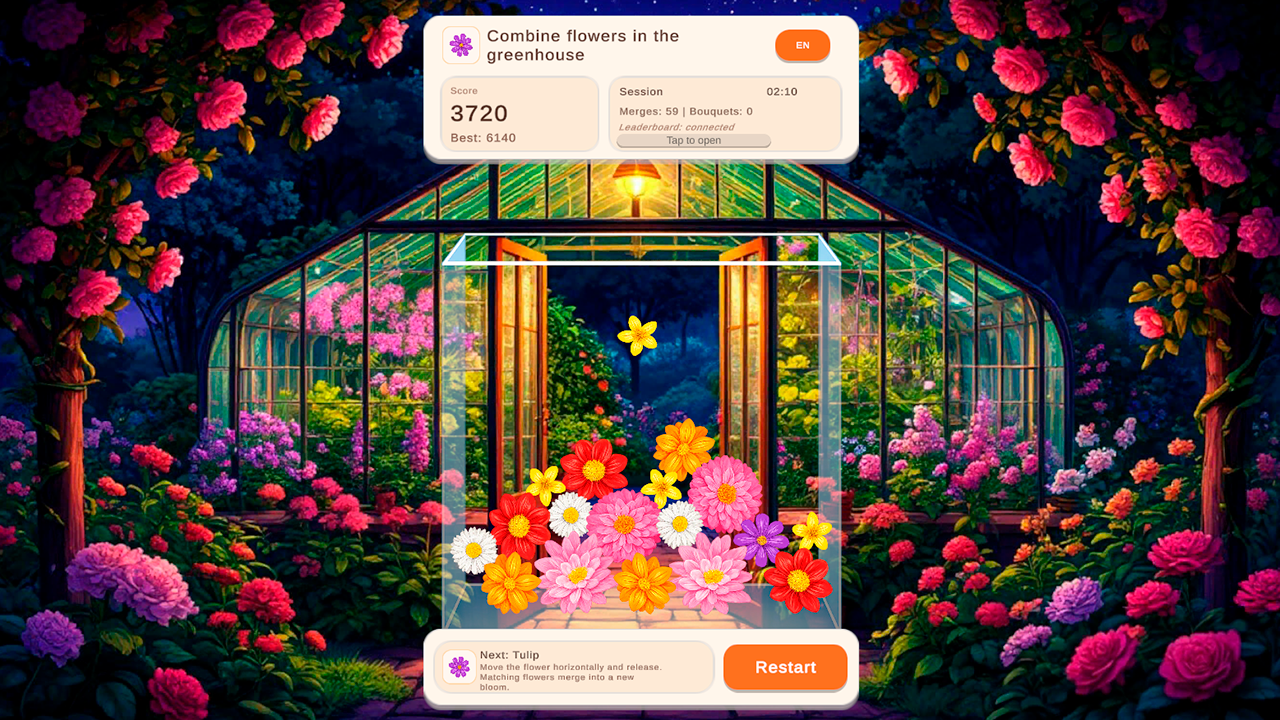 Combine flowers in the greenhouse — screenshot 1