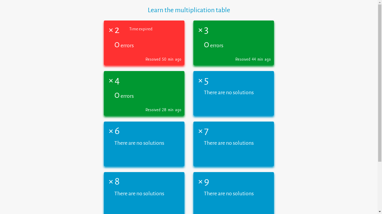 Multiplication Table screenshot