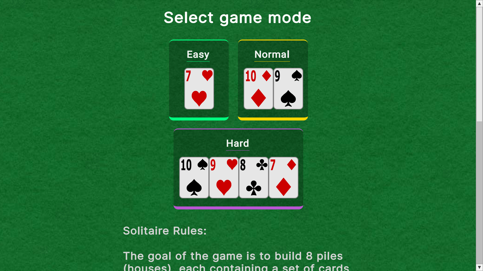 Solitaire «Classic Spider»: Big cards screenshot