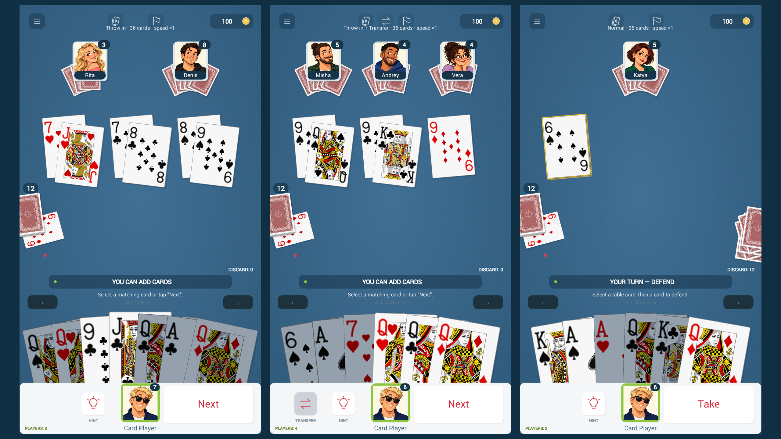 Durak: Throw-in, Transfer and Puzzles screenshot 1