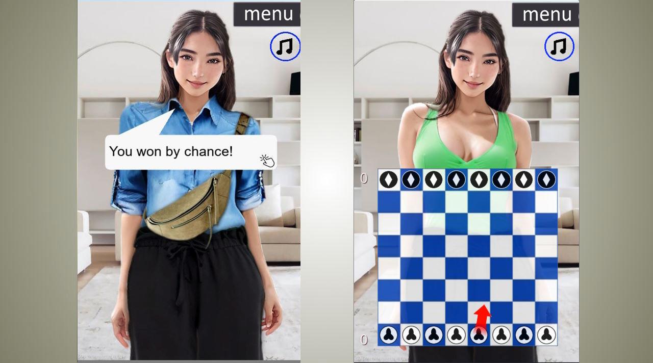The girl wants to play checkers screenshot