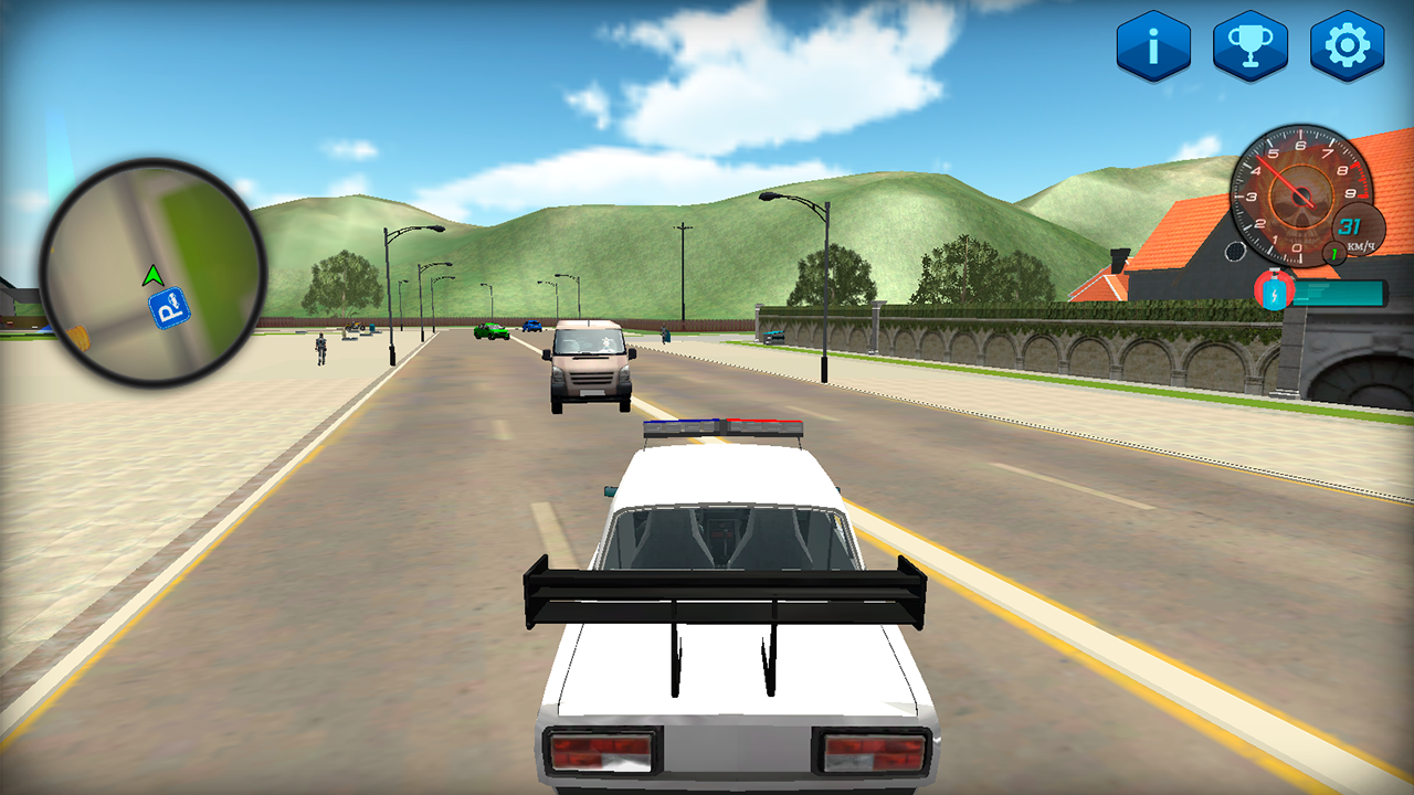 Police in an open 3D city screenshot