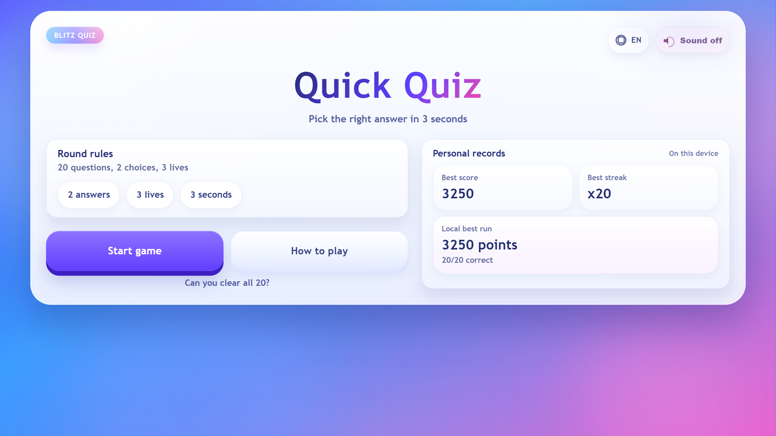 Quick quiz — screenshot 1