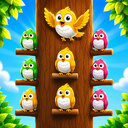 Birds Color Sort. Colorful Puzzle.