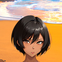 Girls in the sand: Anime clicker