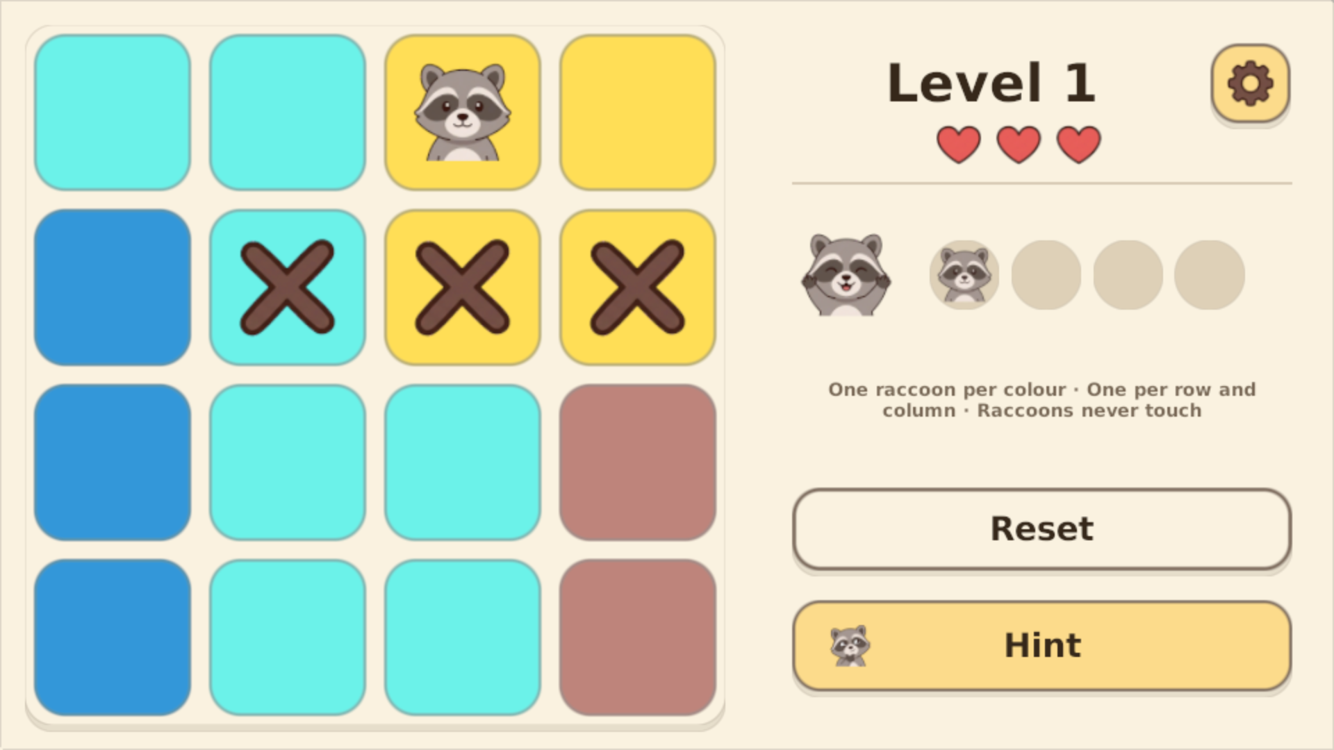Raccoodoku: Place the Raccoons screenshot