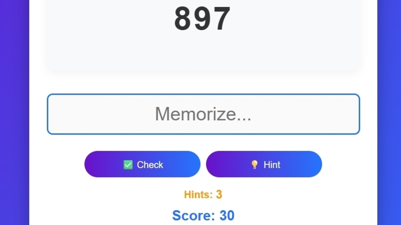 Number Memory — screenshot 1