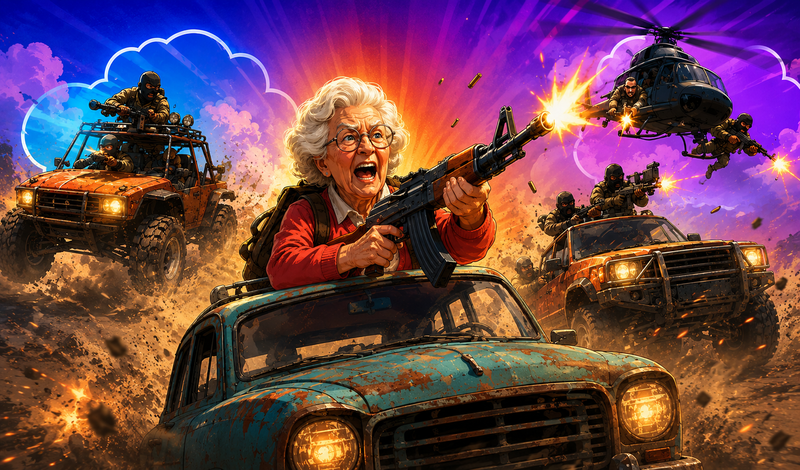 Granny with a machine-gun: Apocalypse game cover