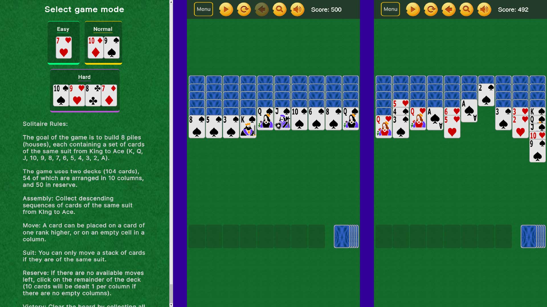Solitaire «Classic Spider»: Big cards screenshot 6