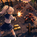 Anime Girl versus Robots