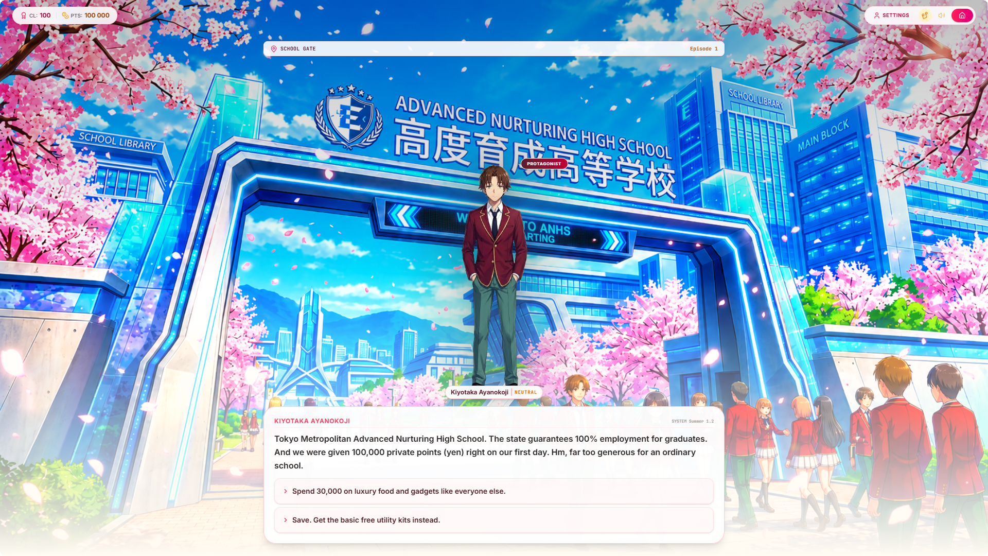 Classroom of the Elite Visual Novel — screenshot 2
