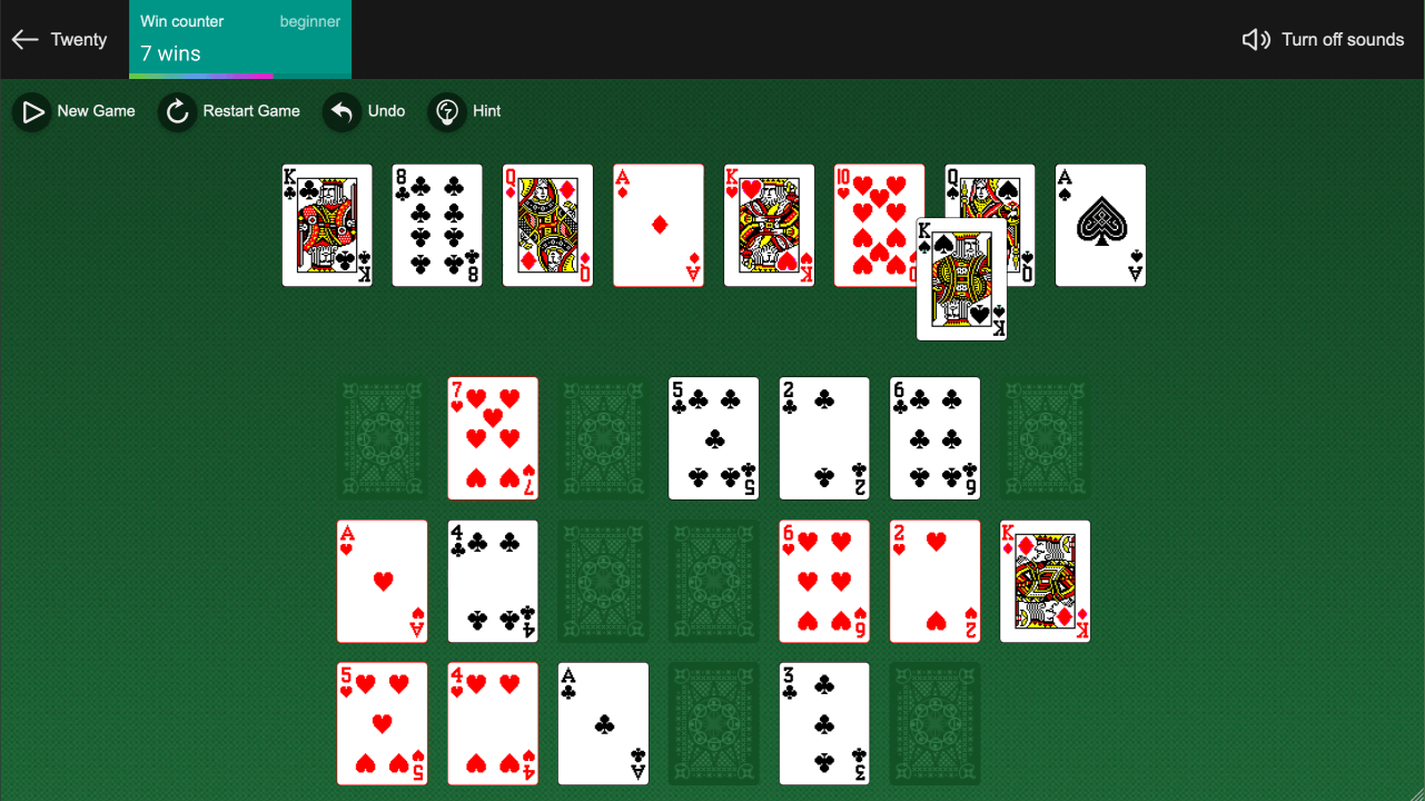 Twenty Solitaire screenshot