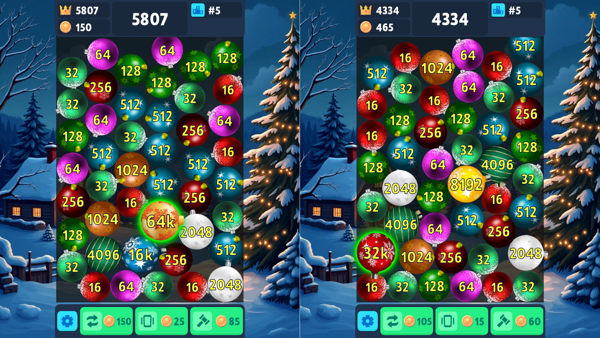 Christmas Bauble Merge 2048 screenshot