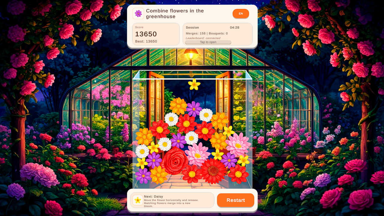 Combine flowers in the greenhouse — screenshot 2