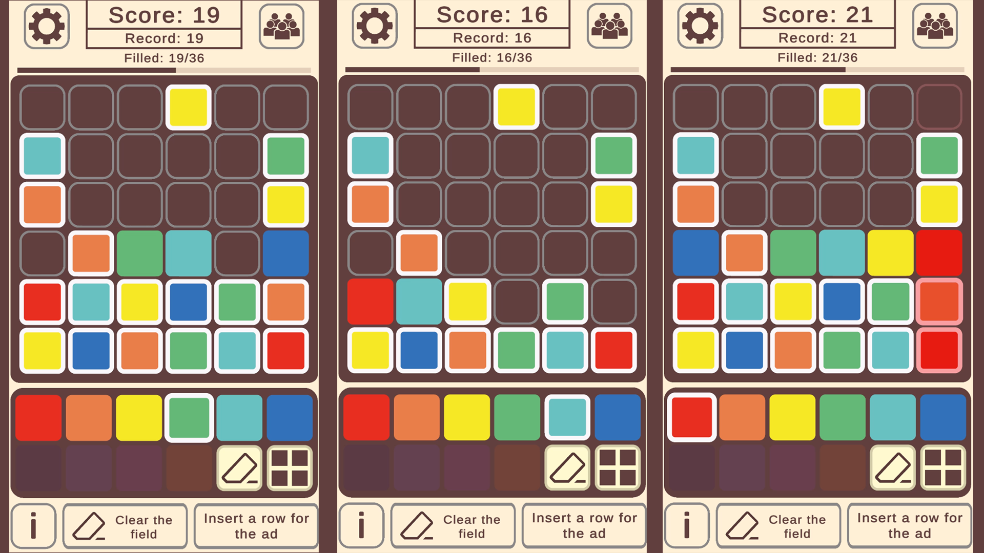 Different colors in a row: Colors in sequence — screenshot 1