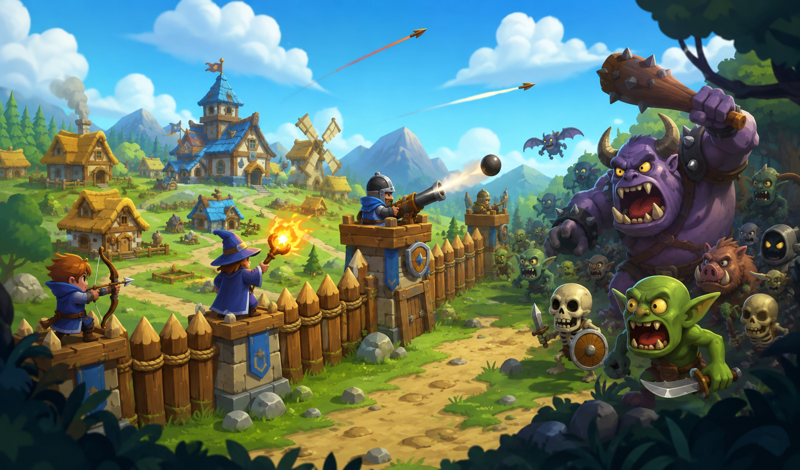 Protect the village from monsters game cover