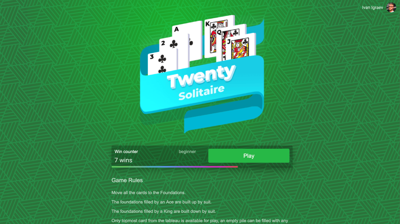 Twenty Solitaire screenshot