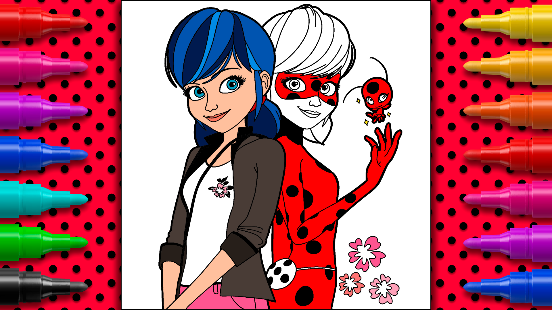 Lady Bug and Marinette Coloring Pages screenshot