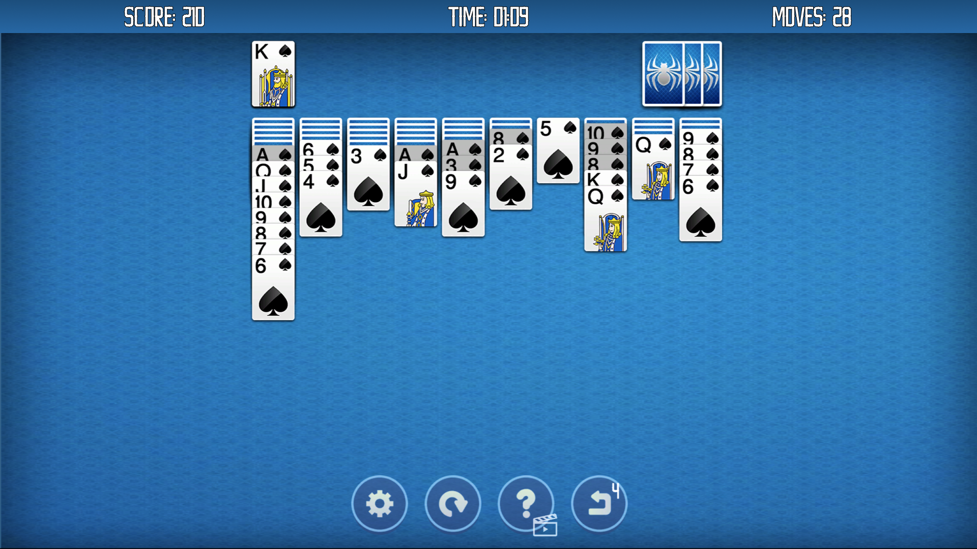 Spider Solitaire one suit screenshot