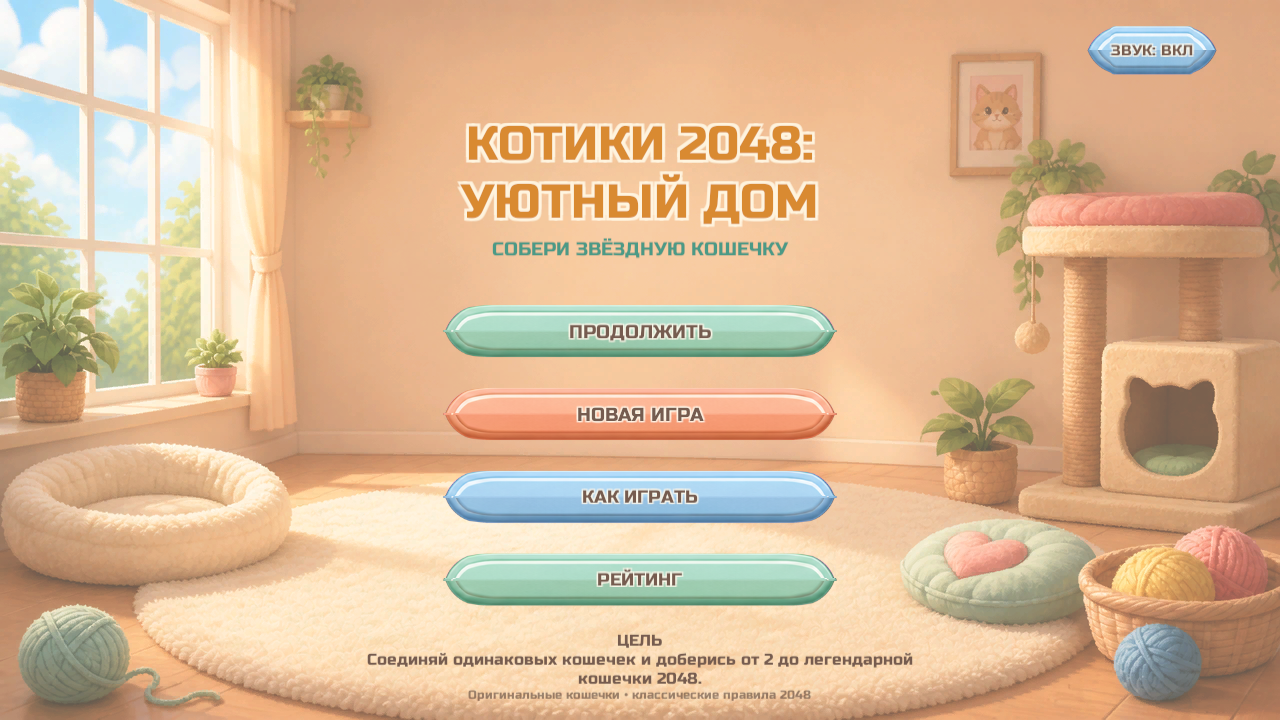 Котики 2048: Уютный дом — screenshot 1