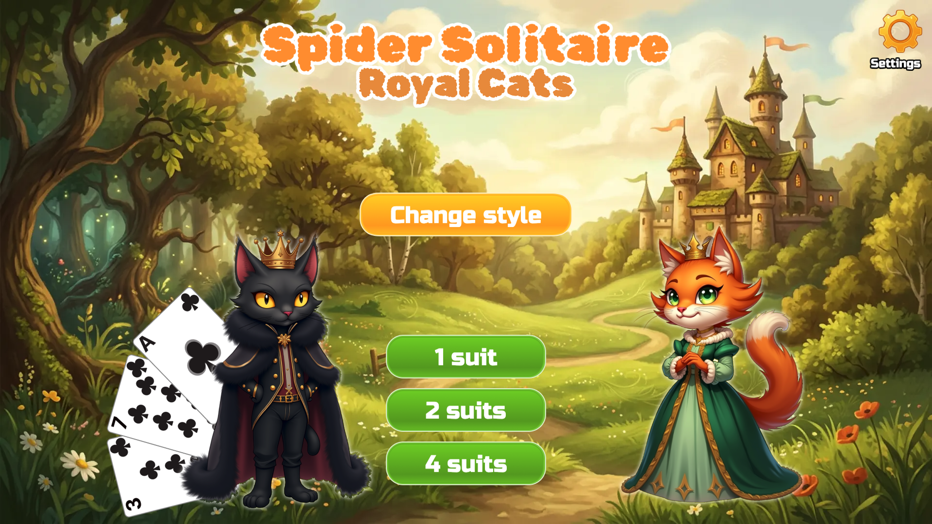 Spider Solitaire: Royal Cats — screenshot 1