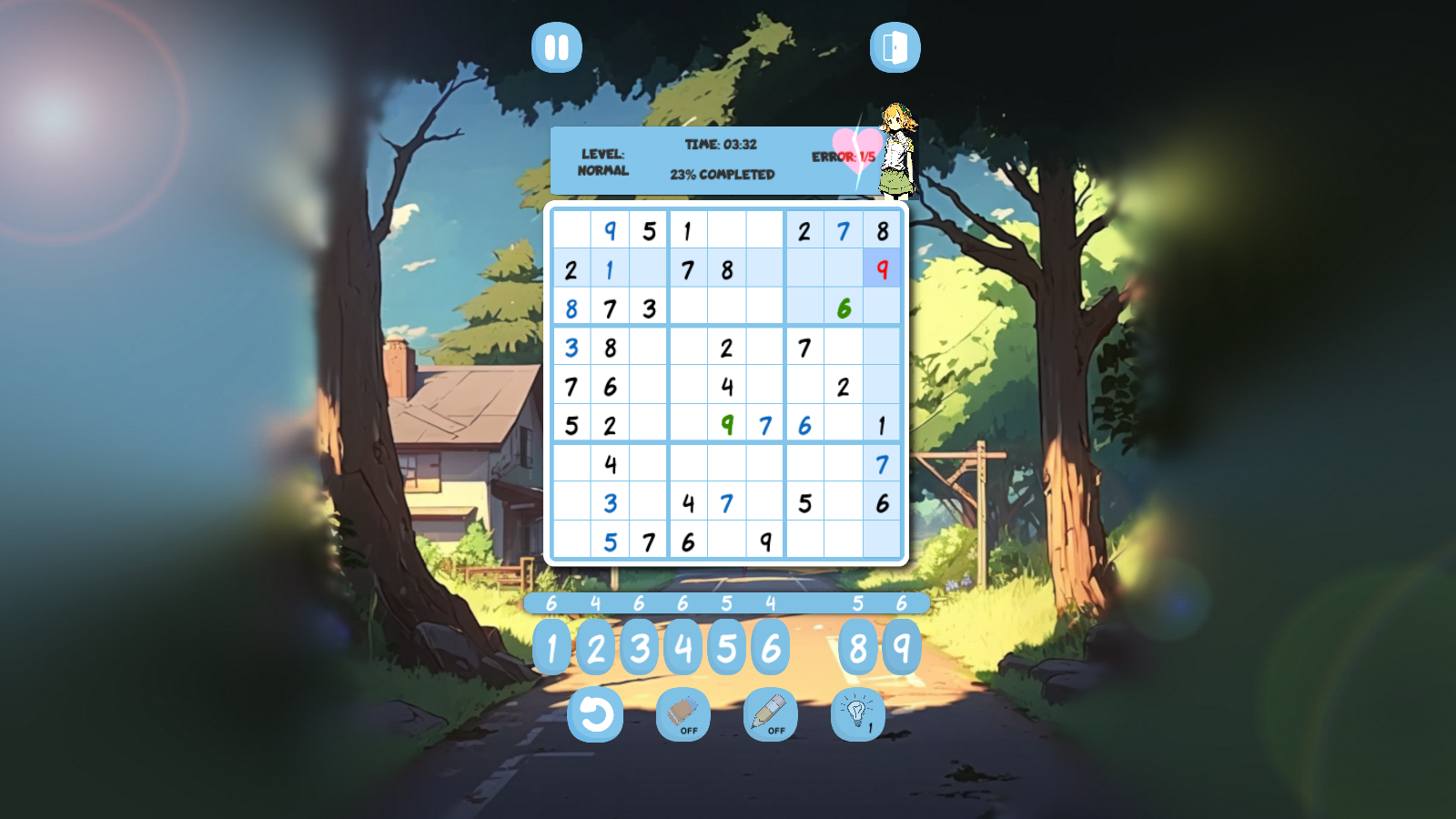 Anime sudoku screenshot