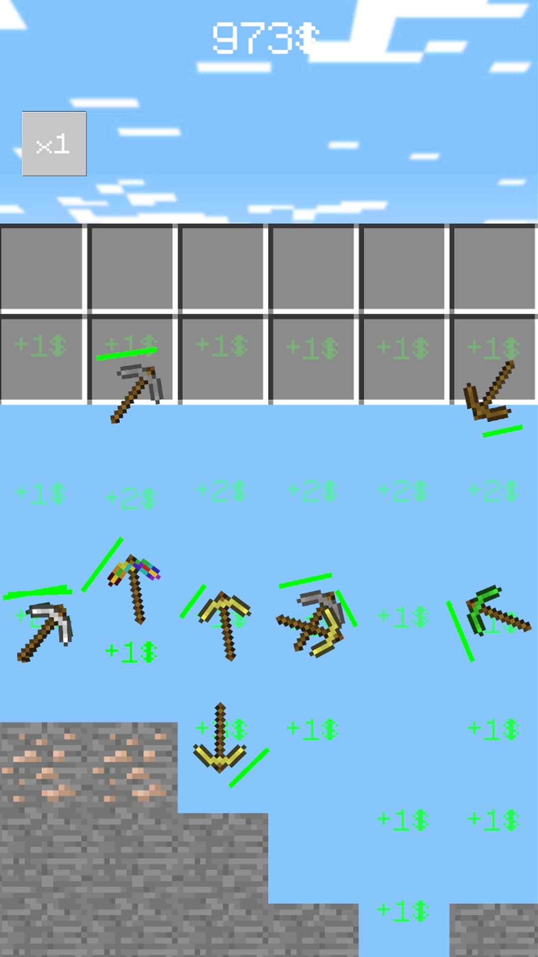 Falling pickaxe - reach the bottom! screenshot 4